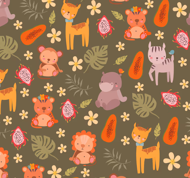Metsäeläinten kuvio eläintapetti - Tenstickers