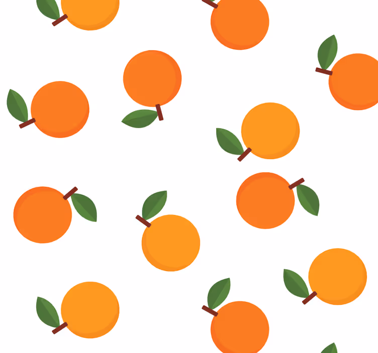 Sarjakuva appelsiinit ornamentti tapetti - Tenstickers