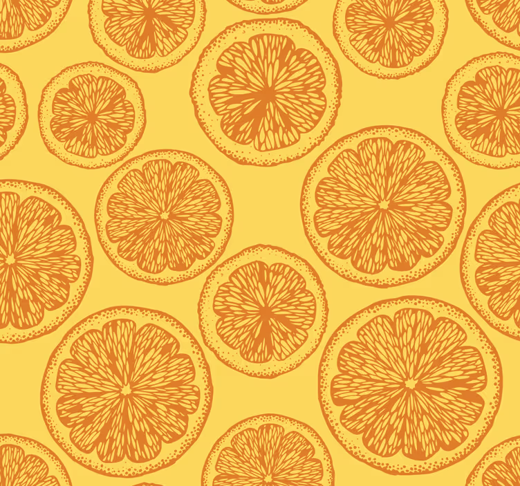 Oranssi käsin piirretty kuvio ornamentti tapetti - Tenstickers