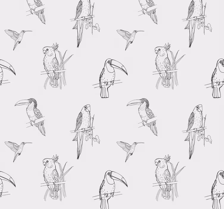 Piirretty lintukuvio eläintapetti - Tenstickers