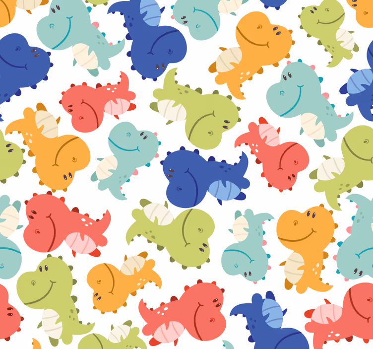 Iloinen dinosauruskuvio dinosaurus tapetti - Tenstickers