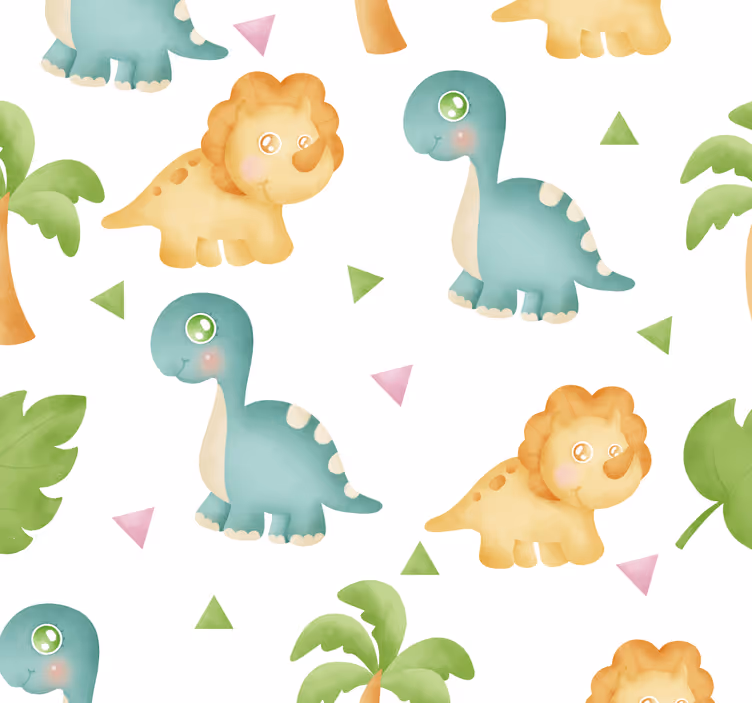 Erilaisia dinosauruksia ja pensaita lastenhuoneen tapetti - Tenstickers