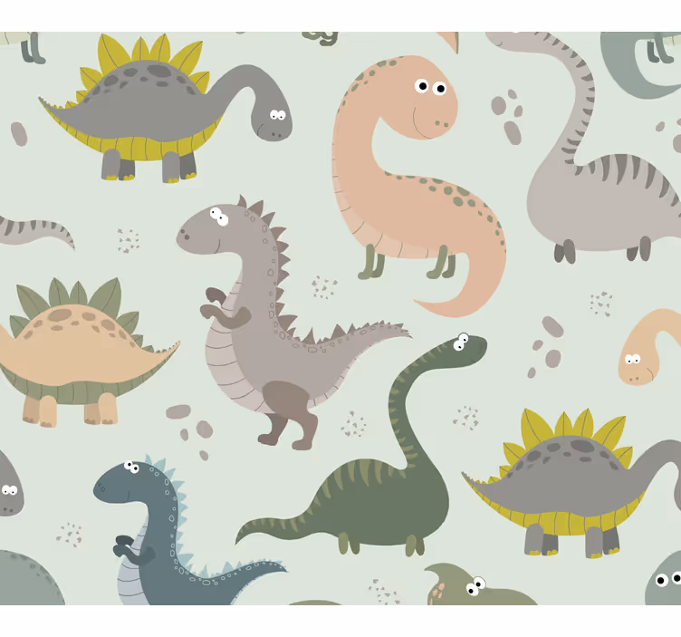 Hymyilevät dinosaurukset lastenhuoneen tapetti - Tenstickers