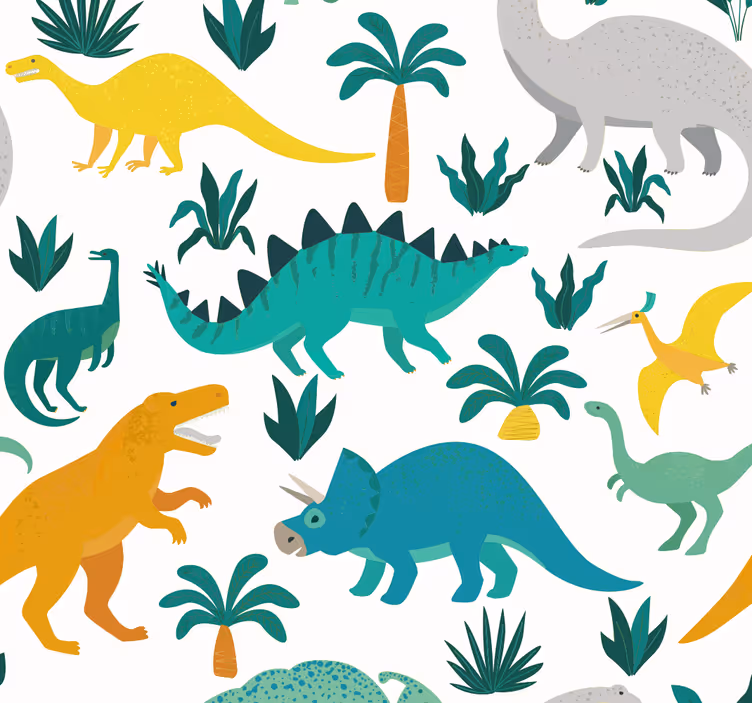 Dinosaurukset puiden kanssa lastenhuoneen tapetti - Tenstickers