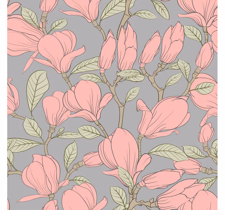 Kukkaisia magnolioita kukkatapetti - Tenstickers