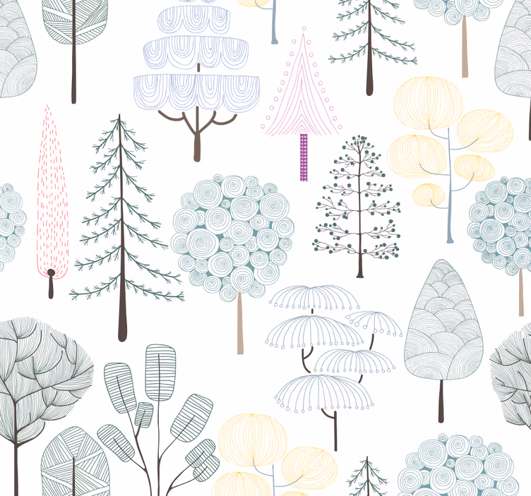 Söpöjä pieniä puita puu tapetti - Tenstickers