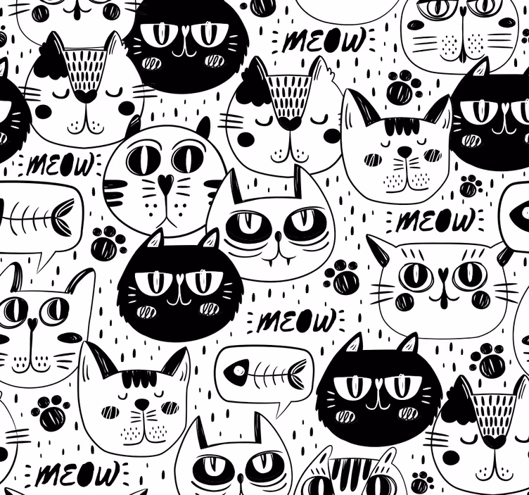 Mustavalkoiset kissat eläintapetti - Tenstickers