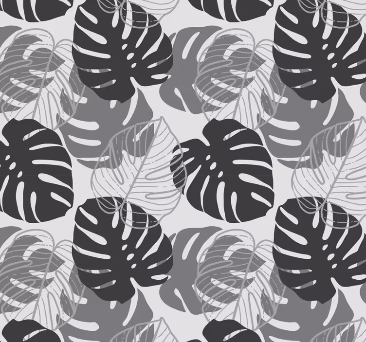 Harmaa sävy monstera lehti tapetti - Tenstickers