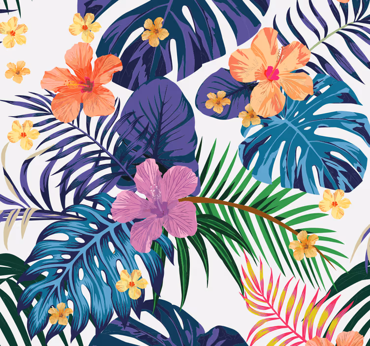 Havaijin värikkäitä kukkia kukkatapetti - Tenstickers