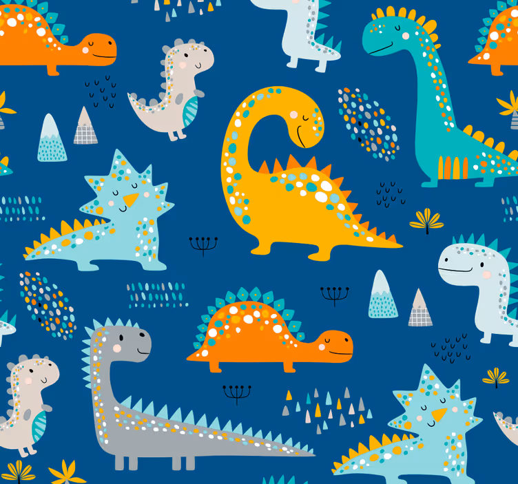 Dinosaurusten kuvio dinosaurus tapetti - Tenstickers