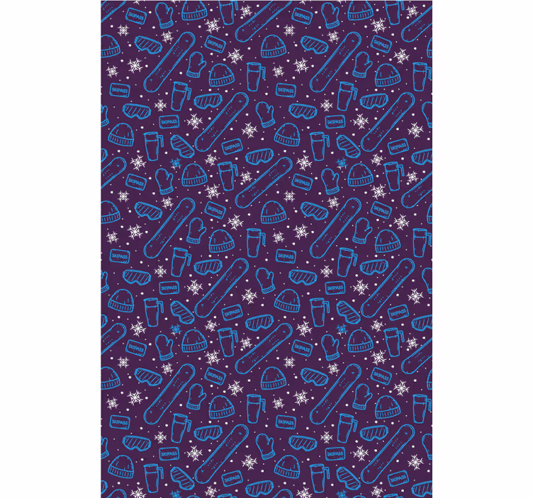 Talviurheilu doodle Nuoren huoneen tapetti - Tenstickers