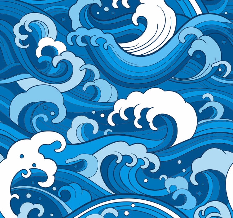 Japanilaistyyliset aallot maisematapetti - Tenstickers