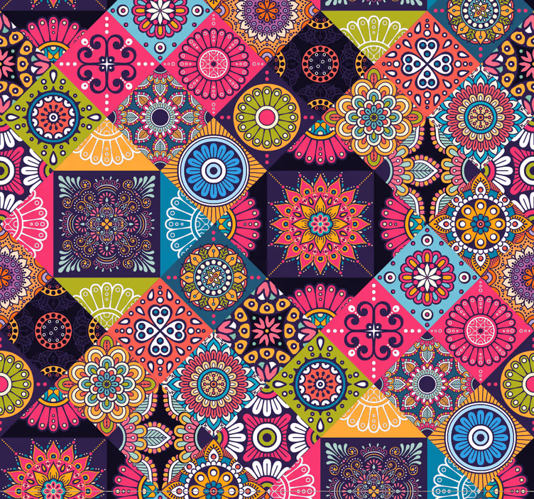Tummat mandala-laatat laatta tapetti - Tenstickers