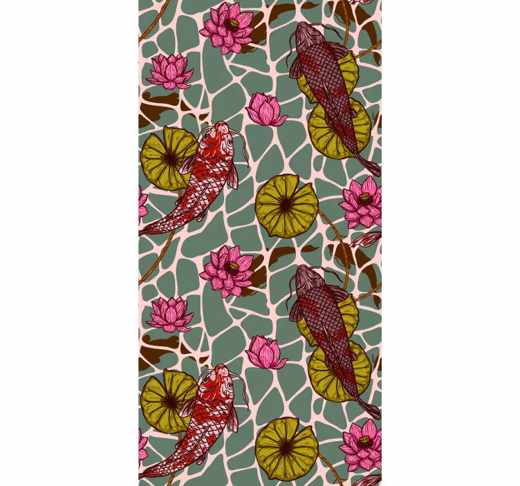 Koi lampi -aihe kalastus tapetti - Tenstickers