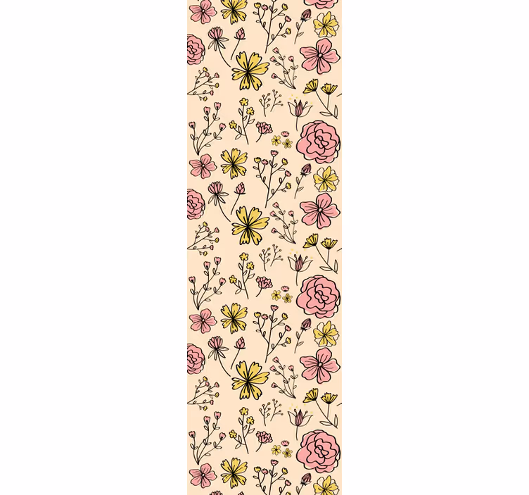 Vintage kukkia piirtää ornamentti tapetti - Tenstickers