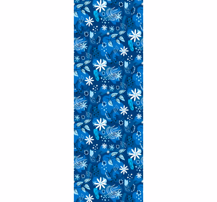 Sininen kukka suunnittelu seinätapetti - Tenstickers