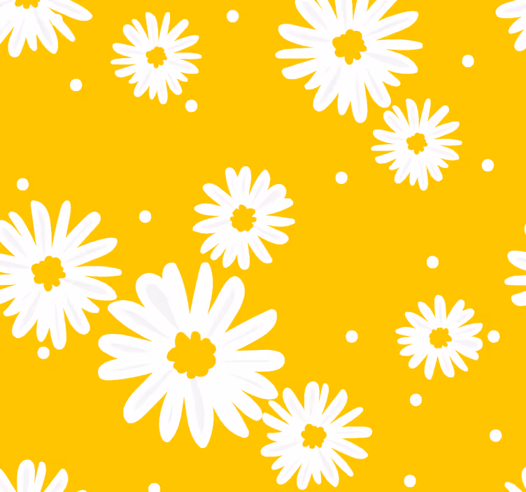 Päivänkakkara kukkia keltaisella kukkatapetti - Tenstickers