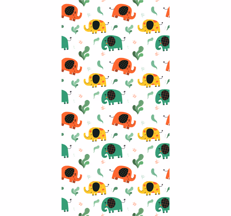 Leikkisä elefanttikuvio norsu tapetti - Tenstickers