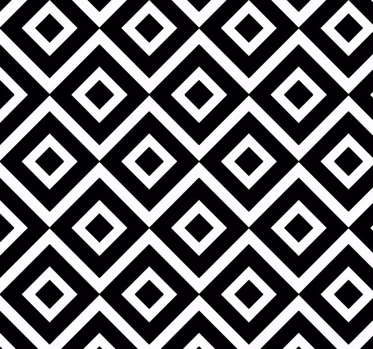 Mustavalkoinen geometrinen neliökuvioinen tapetti - Tenstickers