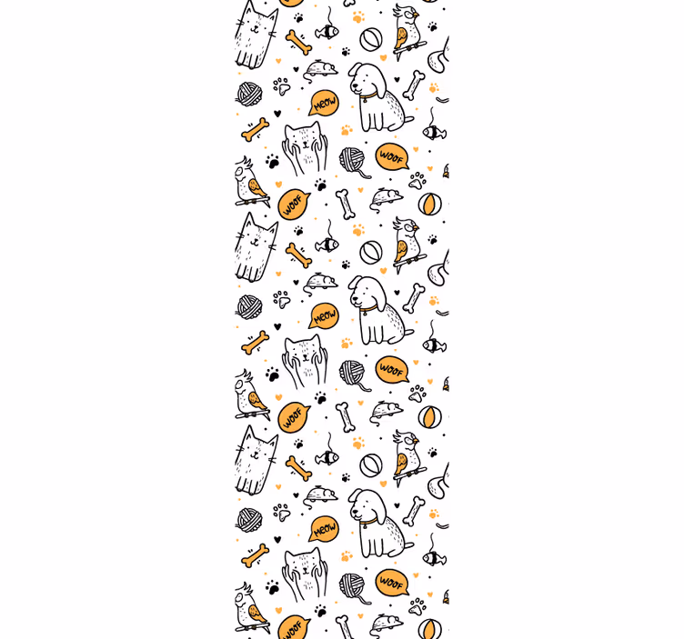 Lemmikkieläinten doodle-taide eläimet tapetti - Tenstickers
