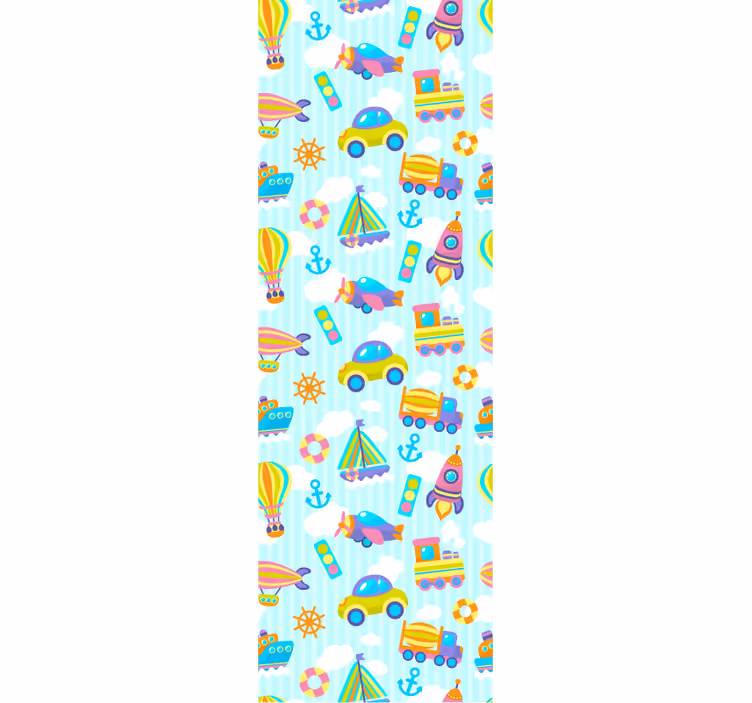 Leikkisä kuljetus lastenhuoneen tapetti - Tenstickers