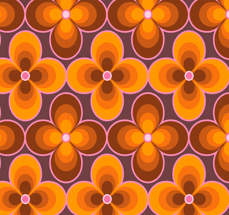 Kukka retro groovy kuvio kukkatapetti - Tenstickers