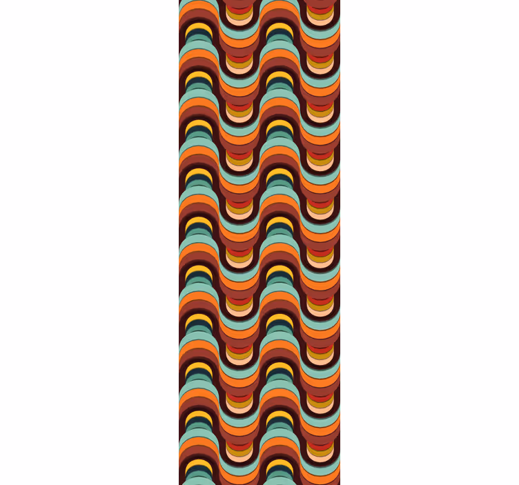 Retro aaltoileva kuvio geometrinen tapetti - Tenstickers