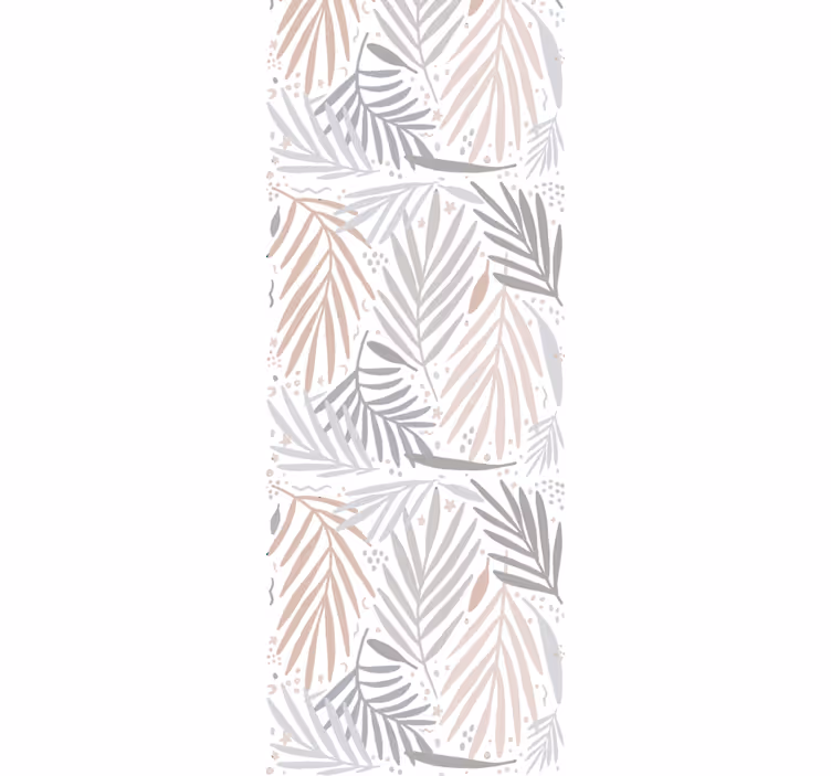 Harmaa ja beige lehtitapetti - Tenstickers
