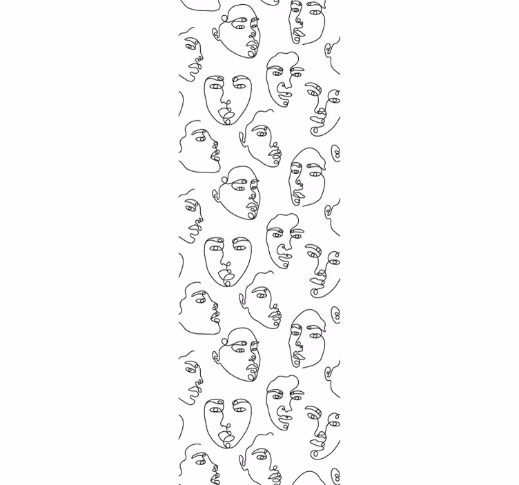 Viivapiirroskasvot taide tapetti - Tenstickers