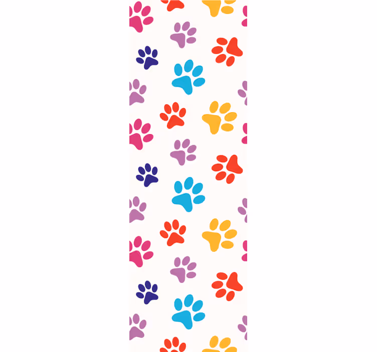 Värikkäitä tassukuvioita koira tapetti - Tenstickers