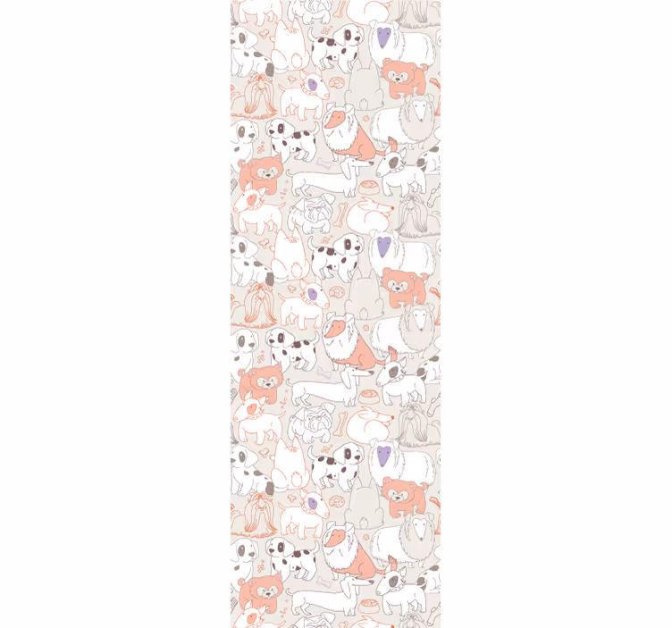 Vaaleanpunainen ja valkoinen pentu kuvio wc tapetti - Tenstickers