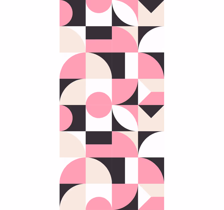 Moderni vaaleanpunainen ja musta kuvio geometrinen tapetti - Tenstickers