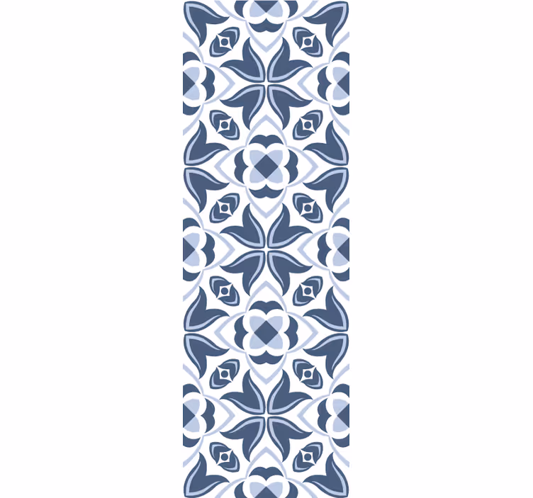 Siniset geometriset kukat laattatapetti - Tenstickers