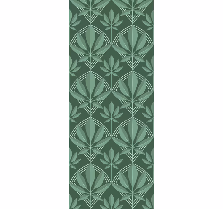Art deco pieni pullonvihreät lehdet laatta tapetti - Tenstickers