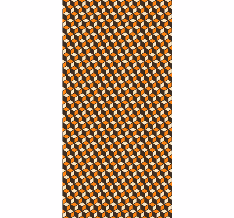 Kuutiomainen 3d-oranssi kuvio geometrinen tapetti - Tenstickers
