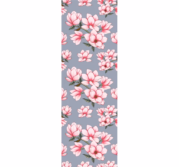 Magnolian vaaleanpunainen kuvio kukkatapetti - Tenstickers