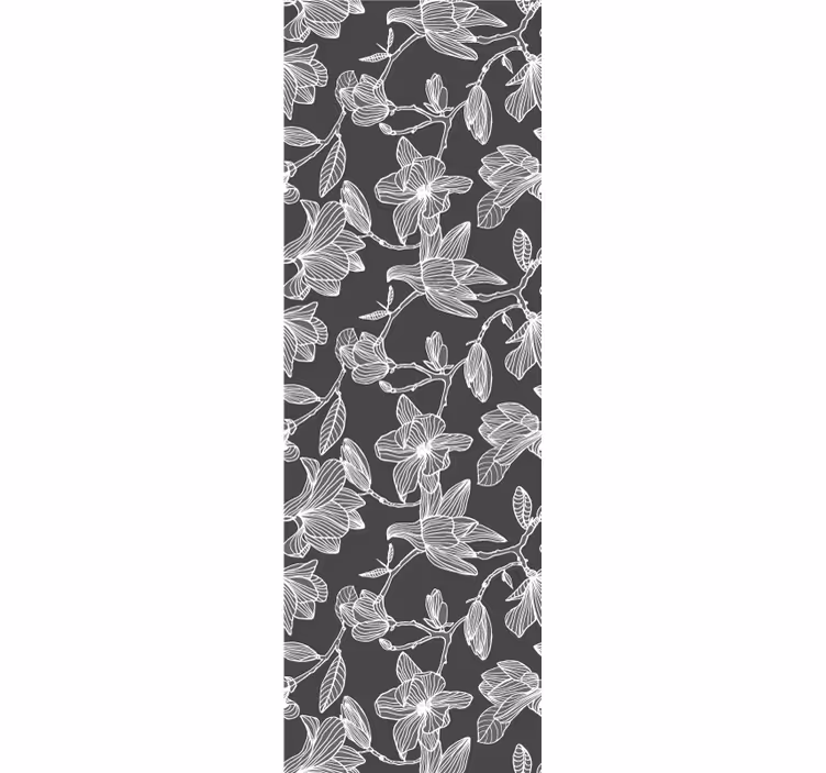 Valkoinen ja harmaa magnolia kukka design kukkatapetti - Tenstickers