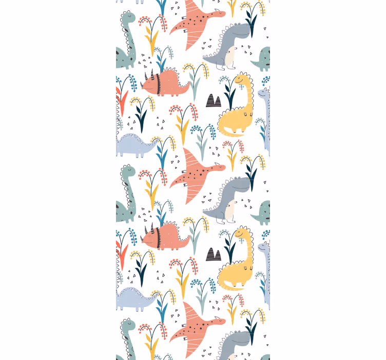 Pohjoismainen värikäs kuvio dinosaurus tapetti - Tenstickers