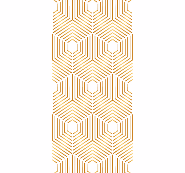 Kultainen kuusikulmio kuvio geometrinen tapetti - Tenstickers