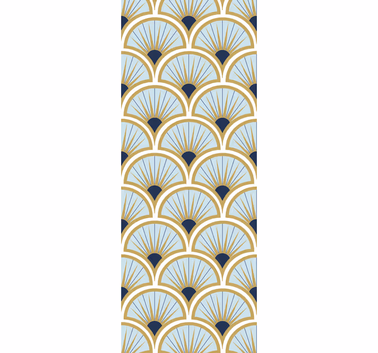 Art deco siniset sävyt laatta tapetti - Tenstickers