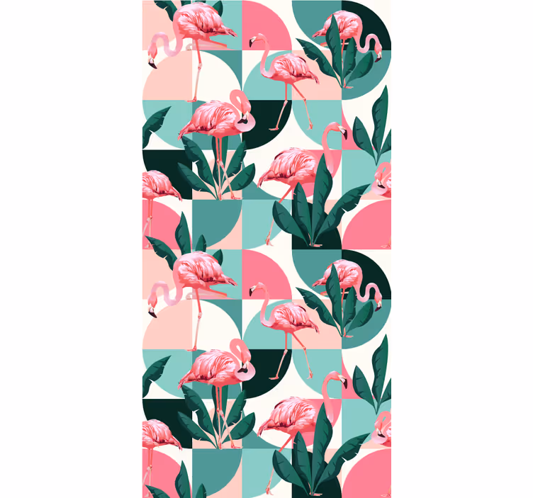 Flamingo trooppinen kuvio Viidakkotapetti - Tenstickers
