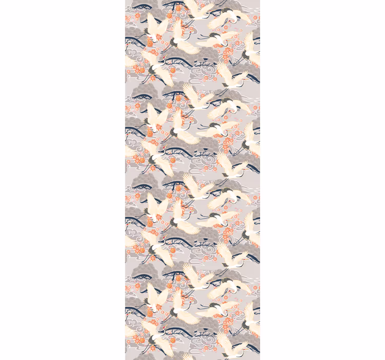 Herons japanilaistyylinen kuvio makuuhuoneen tapetti - Tenstickers