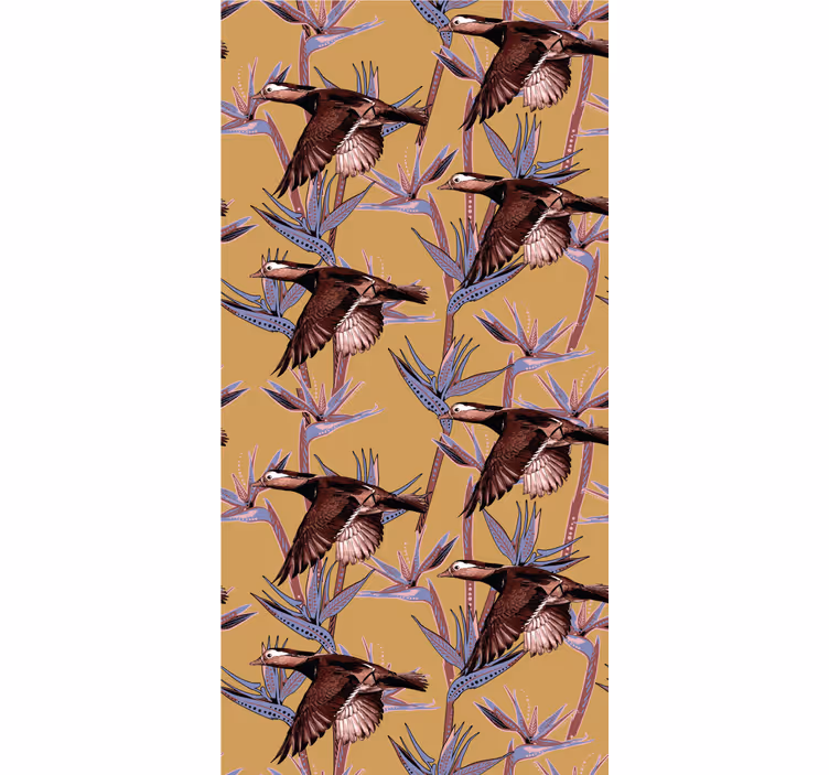 Järvieläimet vintage-design tapetti pariskunnan huoneeseen - Tenstickers