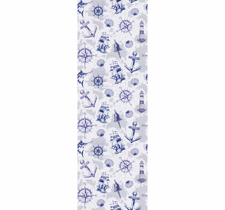 Kompassi ja purjevenekuvio lastenhuoneen tapetti - Tenstickers