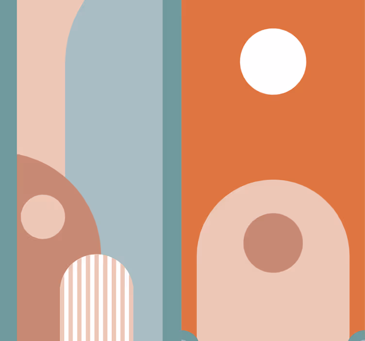 Kaarevat geometriset muodot olohuone tapetti - Tenstickers