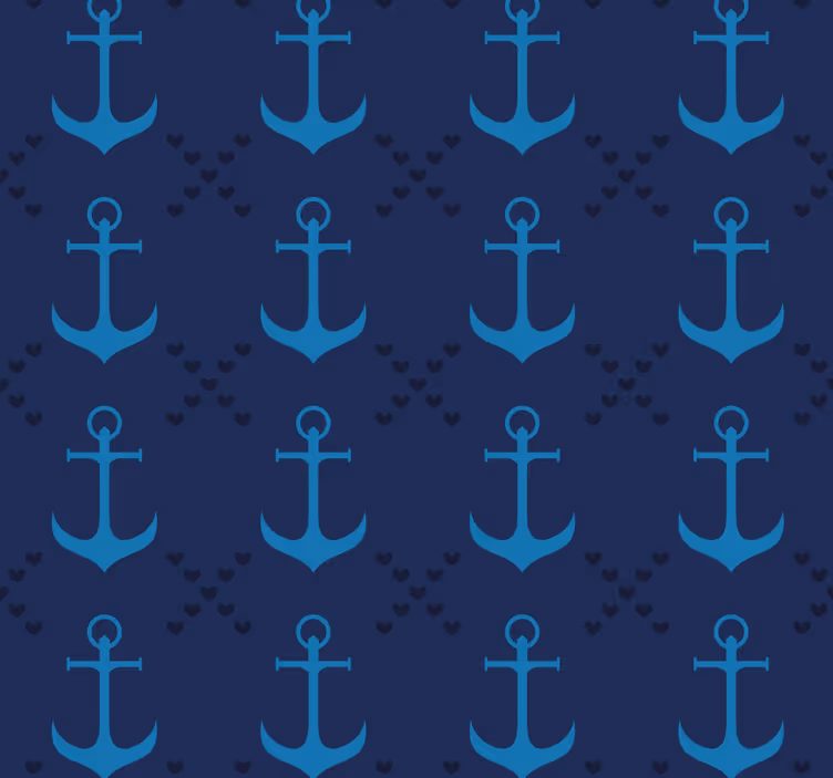 Tummansiniset ankkurit olohuone tapetti - Tenstickers