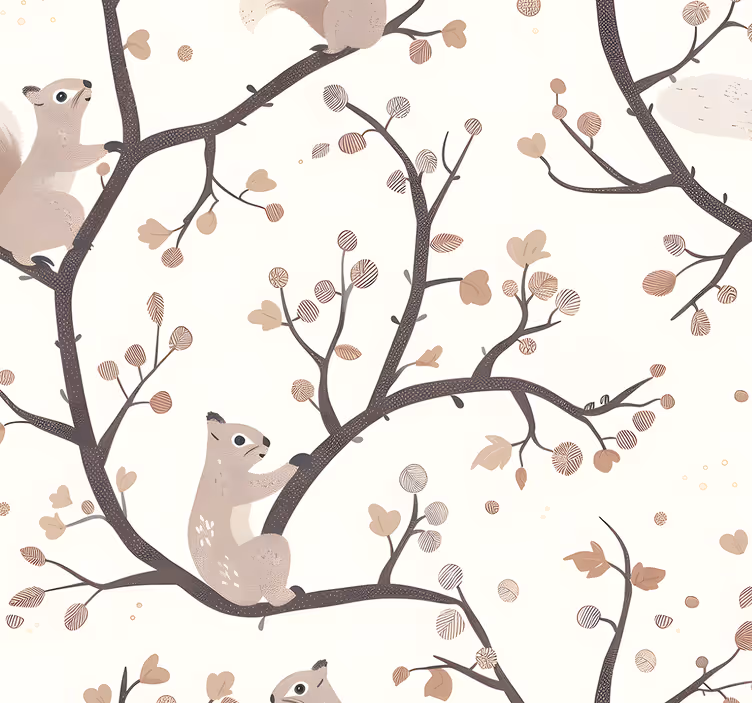 Beige oravien kuvio tapetti vauvanhuoneeseen - Tenstickers