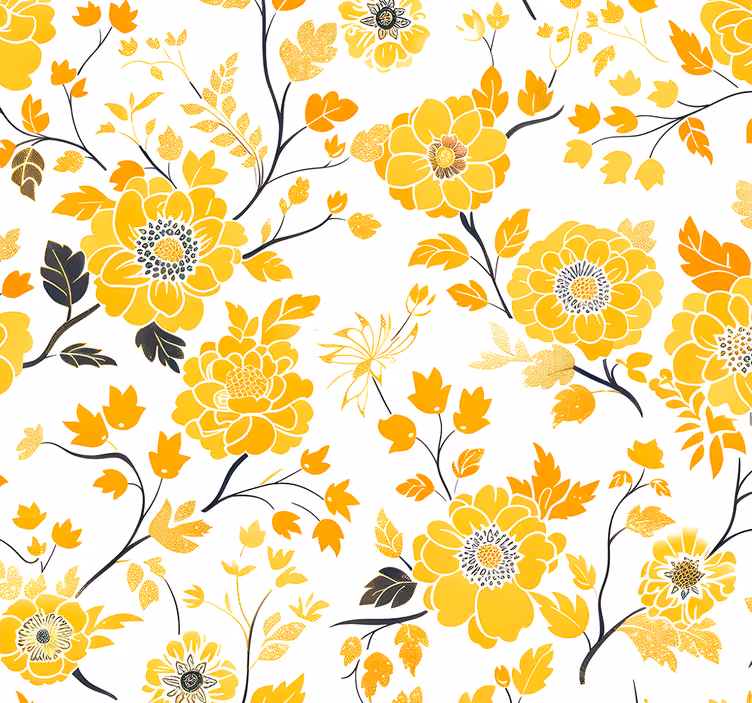 Japanilaistyylinen keltainen tapetti - Tenstickers
