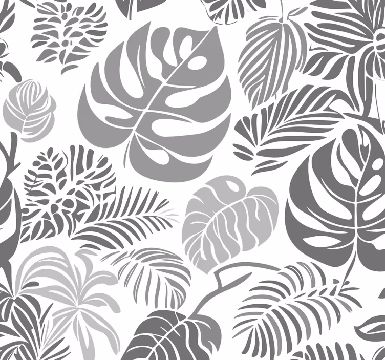 Monsteran lehdet harmaa tapetti - Tenstickers