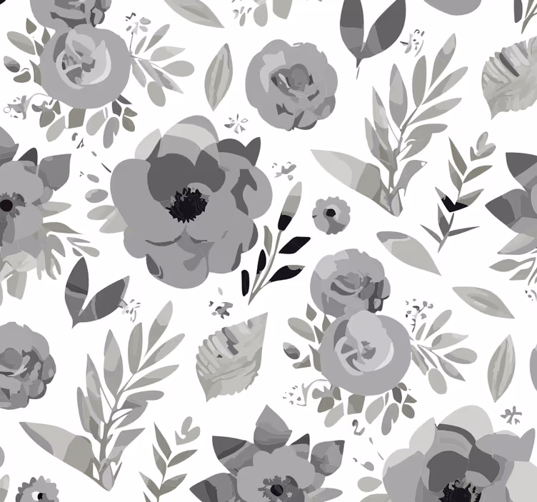 Aquarellan kukkia harmaa tapetti - Tenstickers